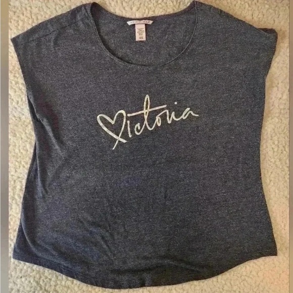 Victoria's Secret Heather Gray Cap Sleeve T-Shirt, size small - Picture 6 of 6